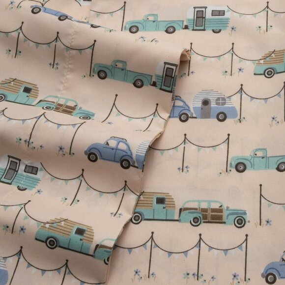 Whimsical Collection Microfiber Twin 3-Piece Sheet Set With Camper & Car Design - Picture 5 of 5